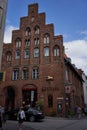 Luebeck, Germany - July 20, 2021 - a typical crow-stepped gabled town house